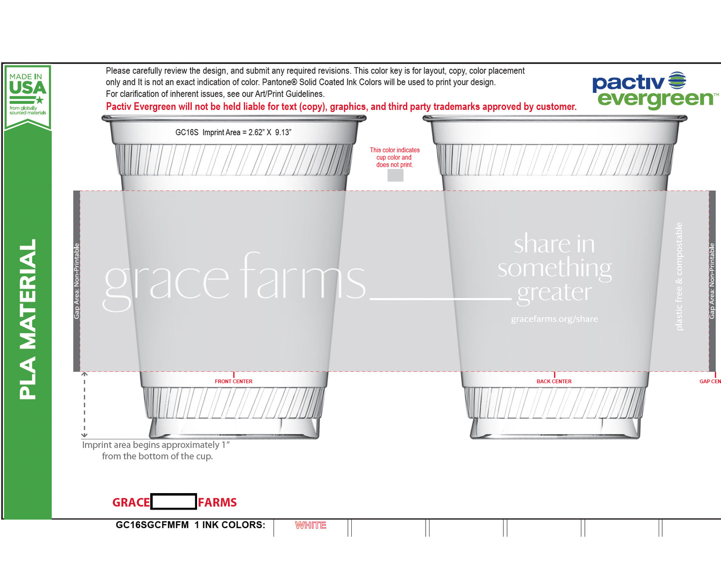 Grace Farms Compostable Cold Cup (16oz)